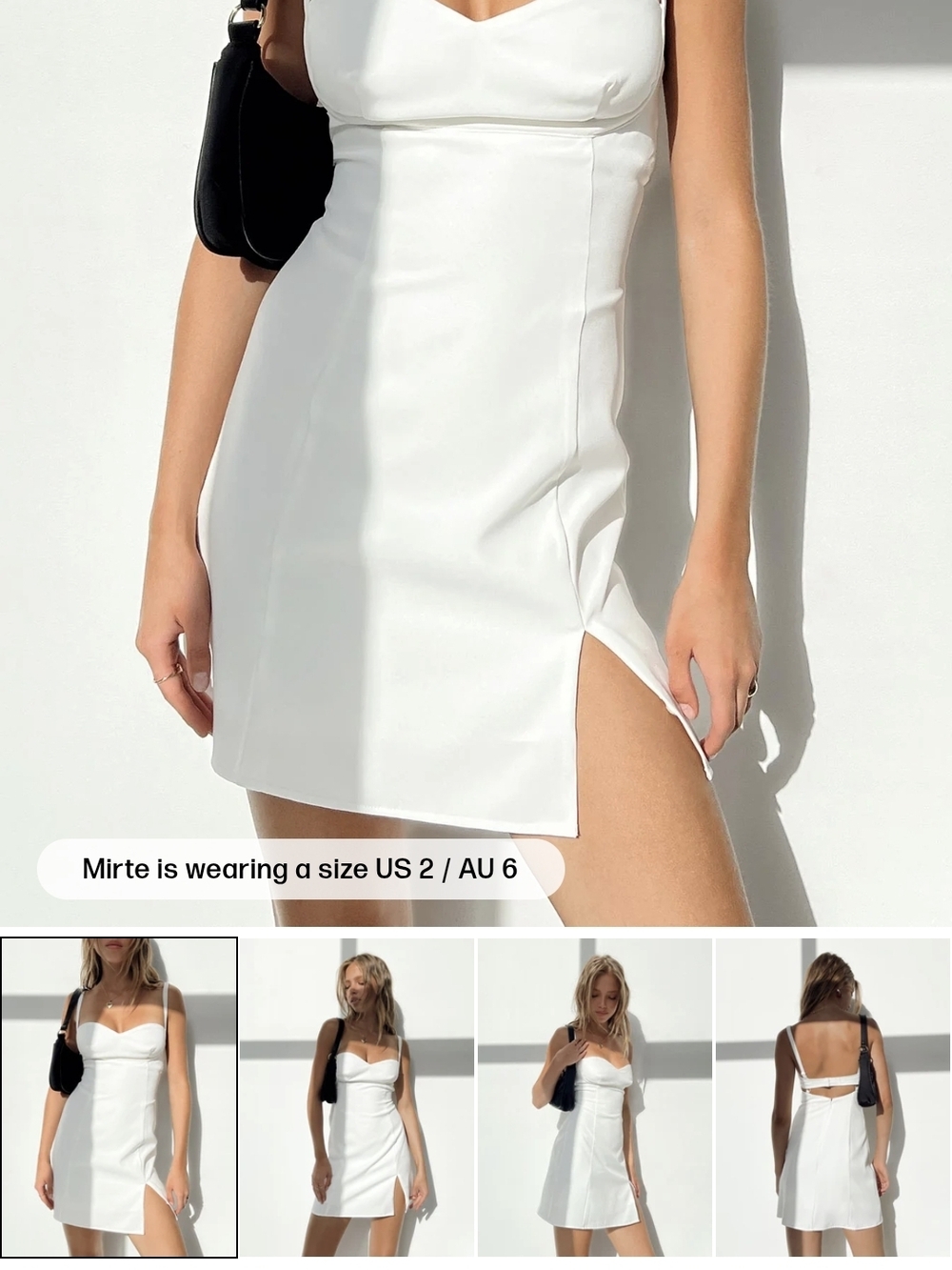 White Mini Slip Dress with Side Slit